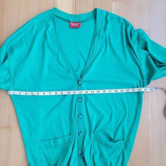 Vintage kelly green mens button front cardigan preppy pockets maximalist kidcore - Picture 7 of 10